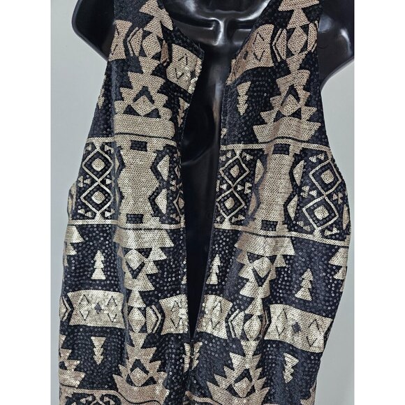 Trixxi Plus Black Gold Aztec Pattern Sequin Dress-SZ 20W - Picture 4 of 7